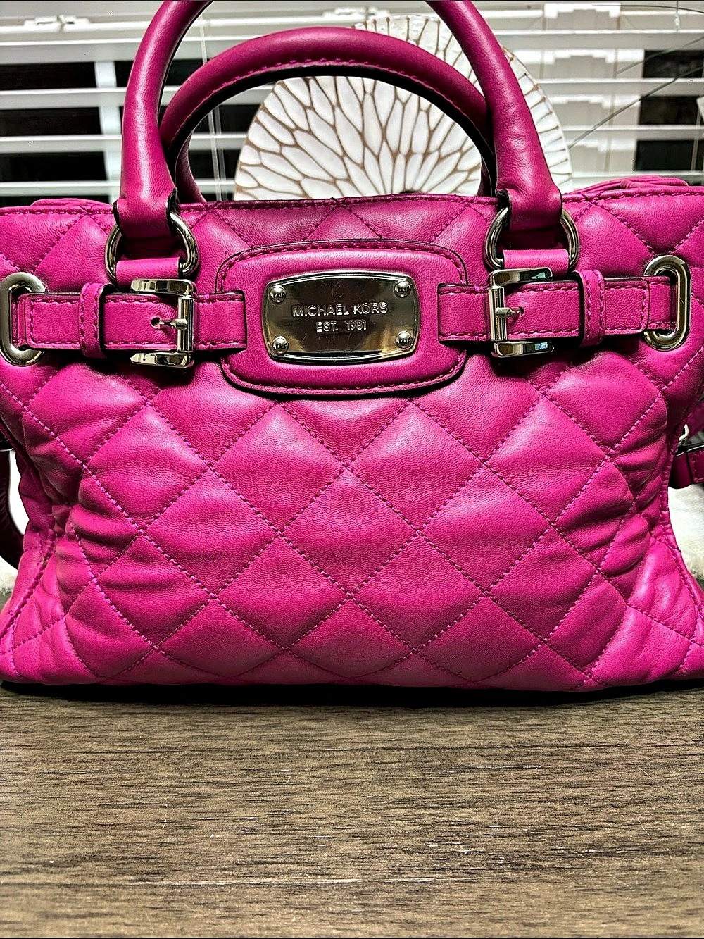 Michael Kors Hamilton Quilted Leather Satchel Pink
